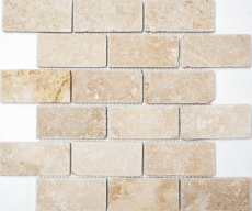Travertino mosaico azulejos terraza pared suelo piedra natural beige ladrillo aspecto pared azulejo plato de ducha azulejo cocina - MOS43-1202