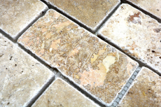 Travertino mosaico azulejos terraza pared suelo piedra natural beige ladrillo aspecto pared azulejo plato de ducha azulejo cocina - MOS43-1202