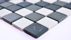 Muestra de mano azulejo mosaico cerámica negro blanco antracita mate plato de ducha MOS18-2213-R10_m
