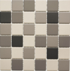 Muestra de mano azulejo mosaico beige claro gris antracita sin esmaltar backsplash MOS14B-0208-R10_m