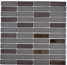Rod mosaico de azulejos de cerámica gris-marrón sin esmaltar antideslizante mezcla de vidrio plato de ducha azulejo del piso cuarto de baño - MOS24-1313-R10
