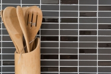 Rod mosaico de azulejos de cerámica gris-marrón sin esmaltar antideslizante mezcla de vidrio plato de ducha azulejo del piso cuarto de baño - MOS24-1313-R10