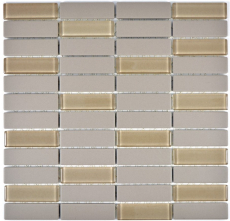 Mosaico de azulejos de cerámica barras de color gris claro sin esmaltar de vidrio plato de ducha azulejo del suelo MOS24-0212-R10_f