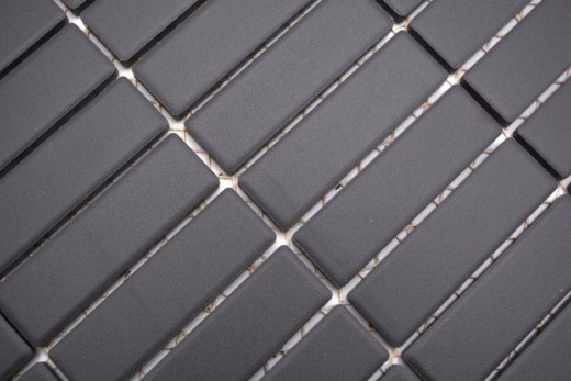 Rod mosaico de cerámica negro antracita sin esmaltar antideslizante plato de ducha azulejo del baño azulejo de la pared - MOS24B-0310-R10