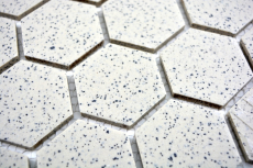 Hexagonal hexágono mosaico azulejo de cerámica crema blanco hexagaon moteado unglazed antideslizante azulejo backsplash pared - MOS11G-0103-R10
