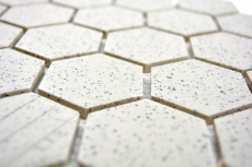 Hexagonal hexágono mosaico azulejo de cerámica crema blanco hexagaon moteado unglazed antideslizante azulejo backsplash pared - MOS11G-0103-R10