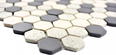 Mosaico de azulejos de cerámica beige negro Hexagaon sin esmaltar MOS11A-0113-R10_f