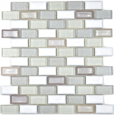 Azulejo de mosaico Cerámica translúcida blanco Mosaico de vidrio de ladrillo Cerámica de cristal blanco antiguo MOS83IC-0121_f