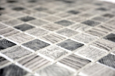 Mosaico de vidrio Revestimiento de pared sostenible Reciclaje textura de madera gris claro Azulejos backsplash MOS63-312