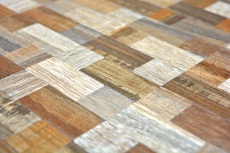 azulejo de mosaico autoadhesivo ALU gris beige metal madera mirada azulejo backsplash MOS200-2322