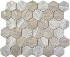 Hexagonal hexágono mosaico de azulejos de cerámica de grano de madera gris marrón mezcla de azulejos de mosaico pared backsplash cocina cuarto de baño - MOS11H-0200