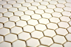 Mosaico de azulejos de cerámica hexágono blanco beige claro sin esmaltar MOS11A-1202-R10_f