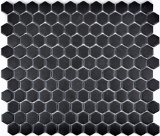 Hexagonal hexágono mosaico azulejo de cerámica negro sin esmaltar antideslizante plato de ducha piso azulejo del baño - MOS11A-0304-R10