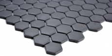 Hexagonal hexágono mosaico azulejo de cerámica negro sin esmaltar antideslizante plato de ducha piso azulejo del baño - MOS11A-0304-R10