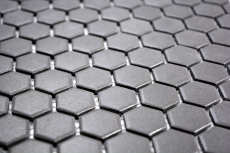 Hexagonal hexágono mosaico azulejo de cerámica negro sin esmaltar antideslizante plato de ducha piso azulejo del baño - MOS11A-0304-R10