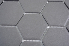 Hexagonal hexágono mosaico de azulejos de cerámica gris oscuro sin esmaltar antideslizante piso de la ducha azulejos backsplash baño - MOS11B-0213-R10