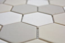 Mosaico de azulejos de cerámica hexágono blanco beige claro gris claro sin esmaltar MOS11B-1122-R10_f