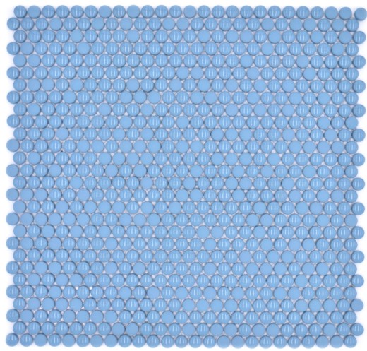 Botón mosaico Loop redondo mosaico azul brillante mate pared azulejo backsplash cocina baño MOS140-0411