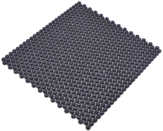 Mosaico de vidrio botón mosaico negro brillo mate suelo ducha pared bañera revestimiento