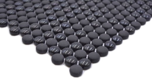Mosaico de vidrio botón mosaico negro brillo mate suelo ducha pared bañera revestimiento