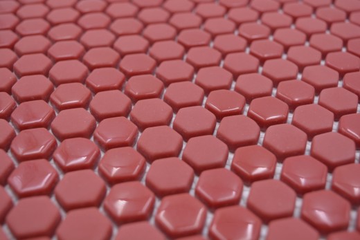 Mosaico de vidrio hexágono rojo mosaico hexagonal brillante mate mosaico azulejo pared azulejo backsplash cocina baño