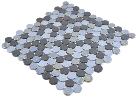 Botón mosaico Loop redondo mosaico azul antracita mosaico azulejo pared azulejo backsplash cocina baño MOS129-R05