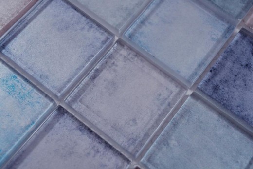 Mosaico de vidrio mosaico azulejos pastel azul violeta crema iridiscente pared azulejo backsplash cocina baño