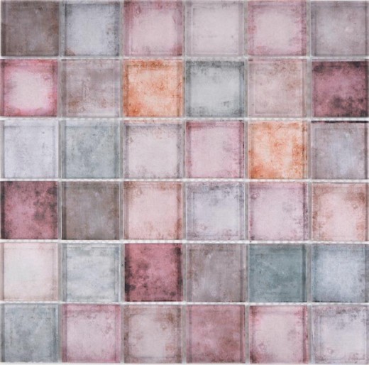 Mosaico de vidrio mosaico azulejos rosa marrón púrpura pared azulejo backsplash cocina baño - MOS88-0412