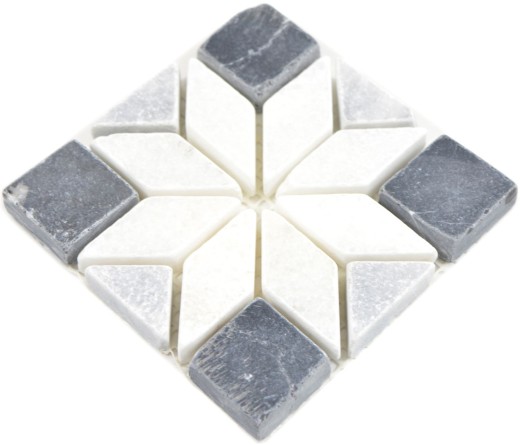 Mini incrustación de piedra natural travertino decoración mármol blanco gris claro antracita suelo sauna pared baño cocina WC - MOSDEKO13