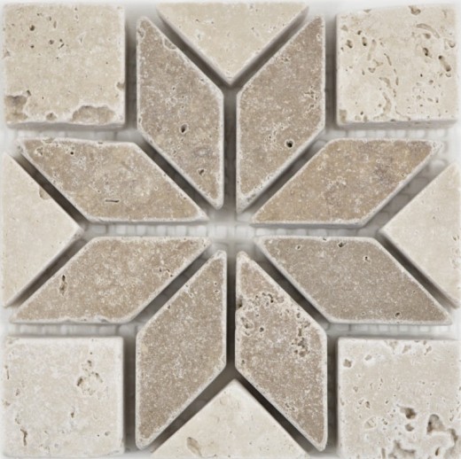 Mini incrustación de piedra natural travertino decoración beige marfil nogal marrón pared cocina baño aseo sauna suelo - MOSDEKO25