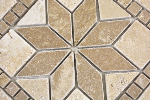 Incrustación de piedra natural decoración beige crema nogal marrón travertino mosaico azulejo pared suelo cocina baño aseo sauna - MOSDEKO69