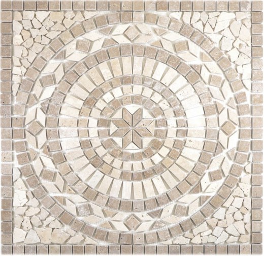 XL incrustación piedra natural travertino beige claro crema nogal marrón mosaico azulejo suelo cocina pared baño sauna - MOSDEKO68