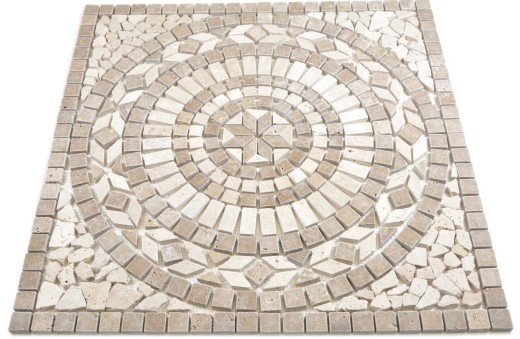 XL incrustación piedra natural travertino beige claro crema nogal marrón mosaico azulejo suelo cocina pared baño sauna - MOSDEKO68