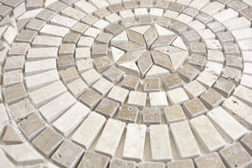 XL incrustación piedra natural travertino beige claro crema nogal marrón mosaico azulejo suelo cocina pared baño sauna - MOSDEKO68