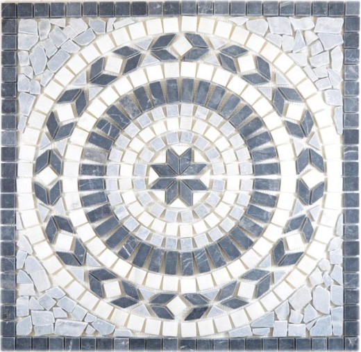 XL incrustación piedra natural travertino antracita negro blanco gris claro mosaico azulejo suelo cocina pared baño sauna - MOSDEKO57