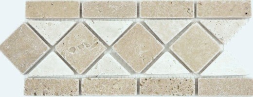 Travertino piedra natural frontera beige crema chocolate marrón nogal pared suelo ducha baño cocina sauna - MOSBor-0246