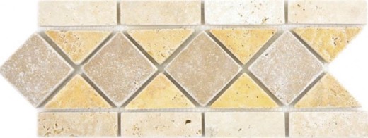 Travertino piedra natural borde amarillo dorado beige nogal marrón pared suelo ducha baño cocina sauna WC - MOSBor-0266