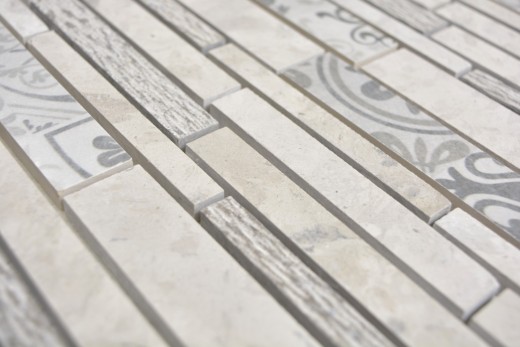 Mármol mosaico cerámica mosaico gris crema pared azulejo backsplash - MOS180-C0727G