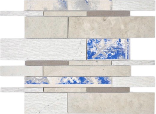 Mármol mosaico azulejo cerámica mosaico azulejo barras gris crema cocina pared azulejo espejo ducha pared piso - MOS180-D09STG