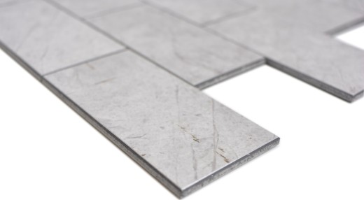 mosaico de vinilo autoadhesivo efecto piedra gris Carrara look subway mosaico azulejo pared azulejo backsplash cocina baño MOS200-MLM
