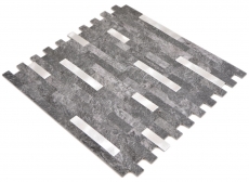 mosaico de vinilo autoadhesivo palos piedra mirada cuarzo antracita plata azulejo backsplash pared de la cocina MOS200-22BS