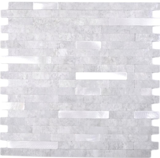 autoadhesivo mosaico de vinilo palos piedra mirada cuarzo cemento gris plata azulejo backsplash cocina pared MOS200-4GS