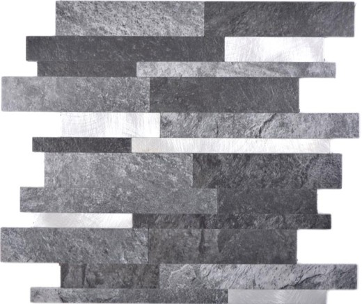 mosaico de vinilo autoadhesivo palos piedra mirada cuarzo antracita plata azulejo backsplash pared de la cocina MOS200-32BS