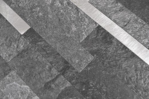 mosaico de vinilo autoadhesivo palos piedra mirada cuarzo antracita plata azulejo backsplash pared de la cocina MOS200-32BS