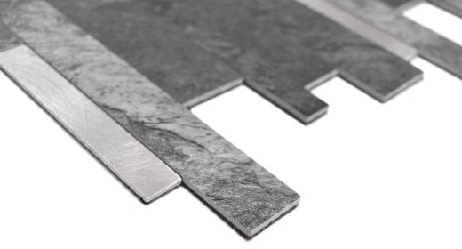 mosaico de vinilo autoadhesivo palos piedra mirada cuarzo antracita plata azulejo backsplash pared de la cocina MOS200-32BS