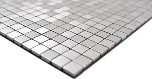 azulejo mosaico autoadhesivo metal aluminio plata mate cepillado azulejo salpicadero cocina MOS200-L5S