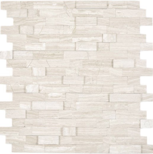mosaico compuesto autoadhesivo tiras piedra natural Traverin beige azulejo backsplash cocina pared look MOS200-M02