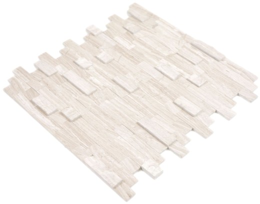 mosaico compuesto autoadhesivo tiras piedra natural Traverin beige azulejo backsplash cocina pared look MOS200-M02