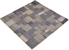 Mosaico de madera autoadhesivo panel de madera chapa marrón oscuro 3D pared de madera cocina backsplash