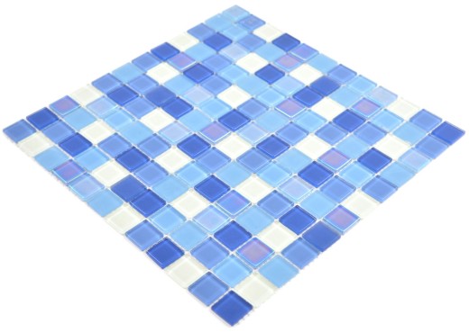 Azulejos de mosaico mosaico de vidrio azul fluorescente blanco mosaico azulejo pared azulejo backsplash cocina ducha baño